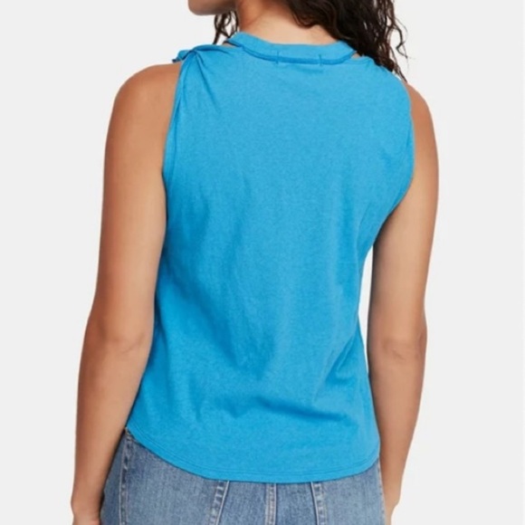 We The Free tank top. High neck strap + twist knot straps. Blue. Size L. NWOT. - Picture 4 of 5